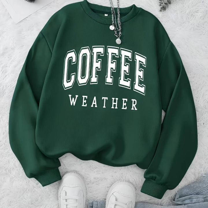 Damtröja med moderiktigt Coffee Weather-tryck Mirla-Eva Jonsson