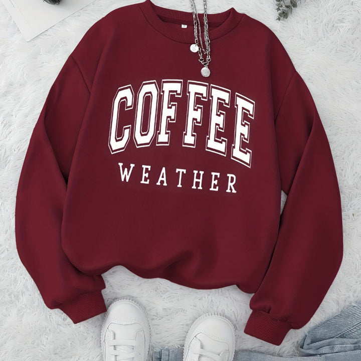 Damtröja med moderiktigt Coffee Weather-tryck Mirla-Eva Jonsson