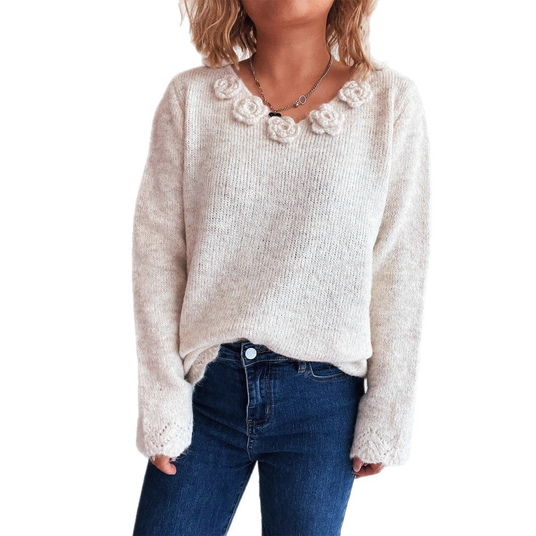 Damtröja med romantiska rosapplikationer och vid skärning Eva Jonsson-Eva Jonsson