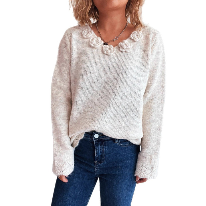 Damtröja med romantiska rosapplikationer och vid skärning Eva Jonsson-Eva Jonsson
