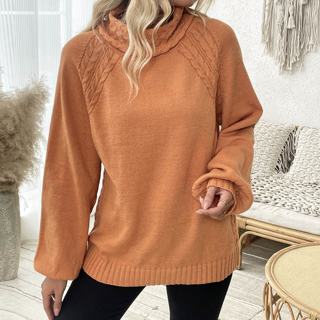 Damtröja med rullkrage och texturerad kabeldesign Mirla-Eva Jonsson