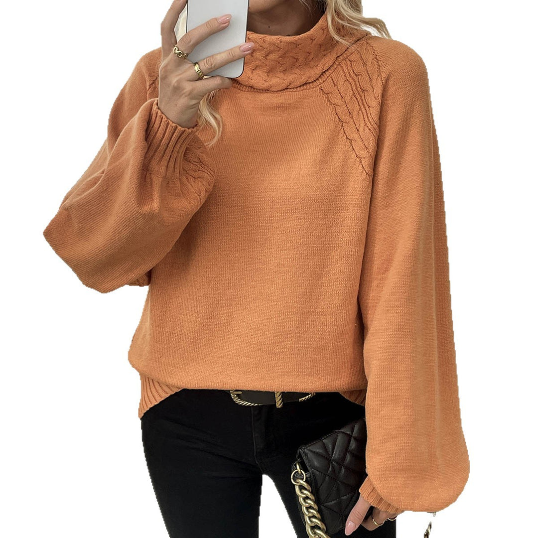 Damtröja med rullkrage och texturerad kabeldesign Mirla-Eva Jonsson