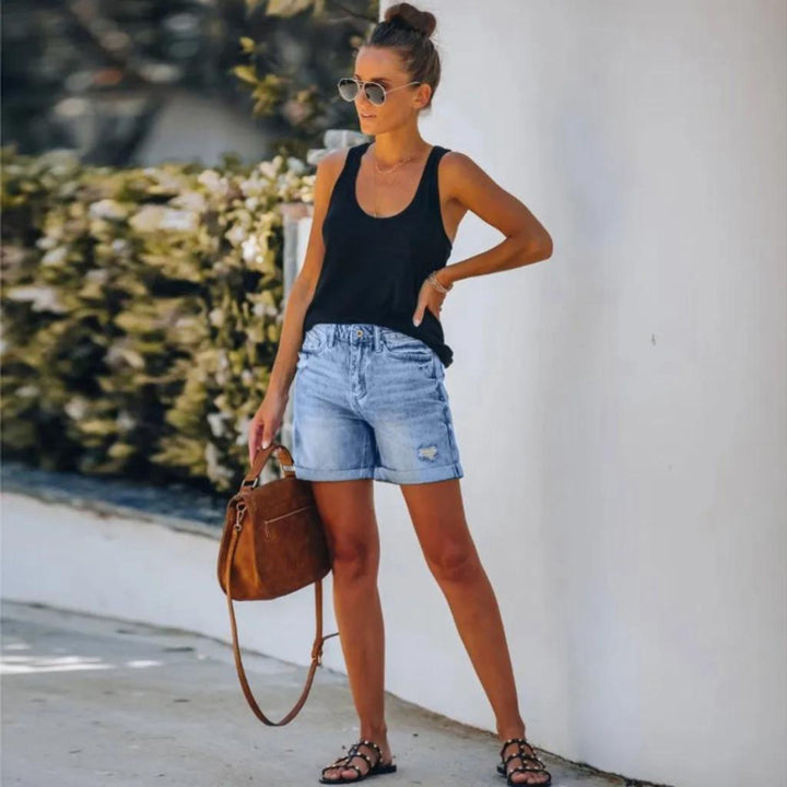 Denim Shorts - Blå - Sommar - Jeansshorts - Shorts för kvinnor-Eva Jonsson