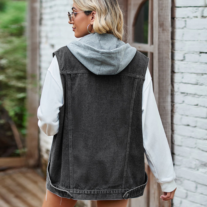 Denim väst - Ärmlös, överdimensionerad denimväst för dam-Eva Jonsson