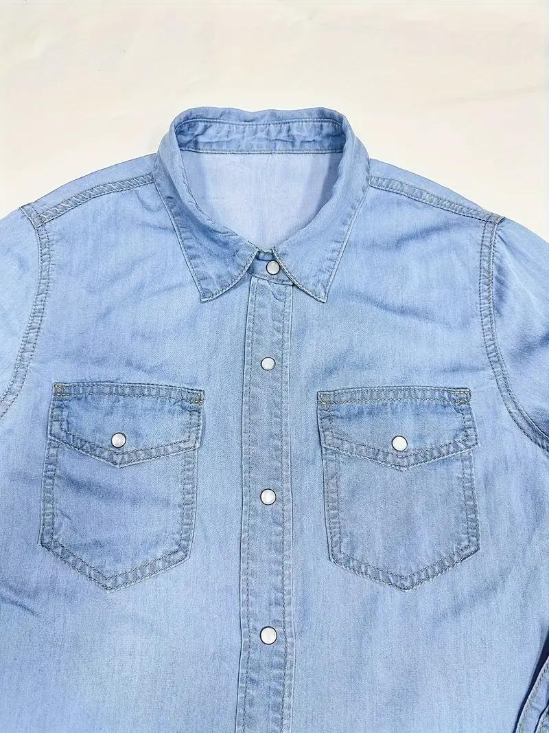 Denimblus - knäppning - långärmad - damskjorta - lös passform-Eva Jonsson