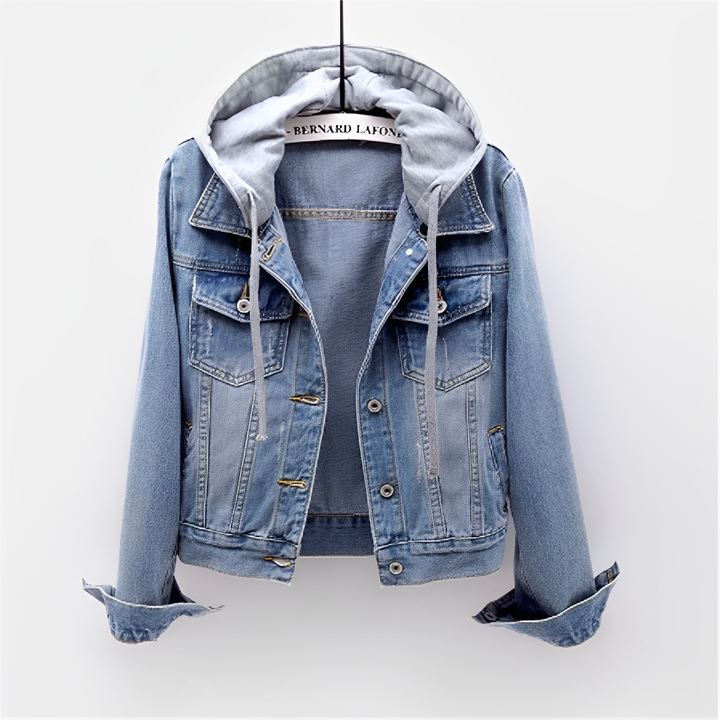 Denimjacka - Denimjacka med Avtagbar Huva i Klassisk Blå färg för Dam-Eva Jonsson