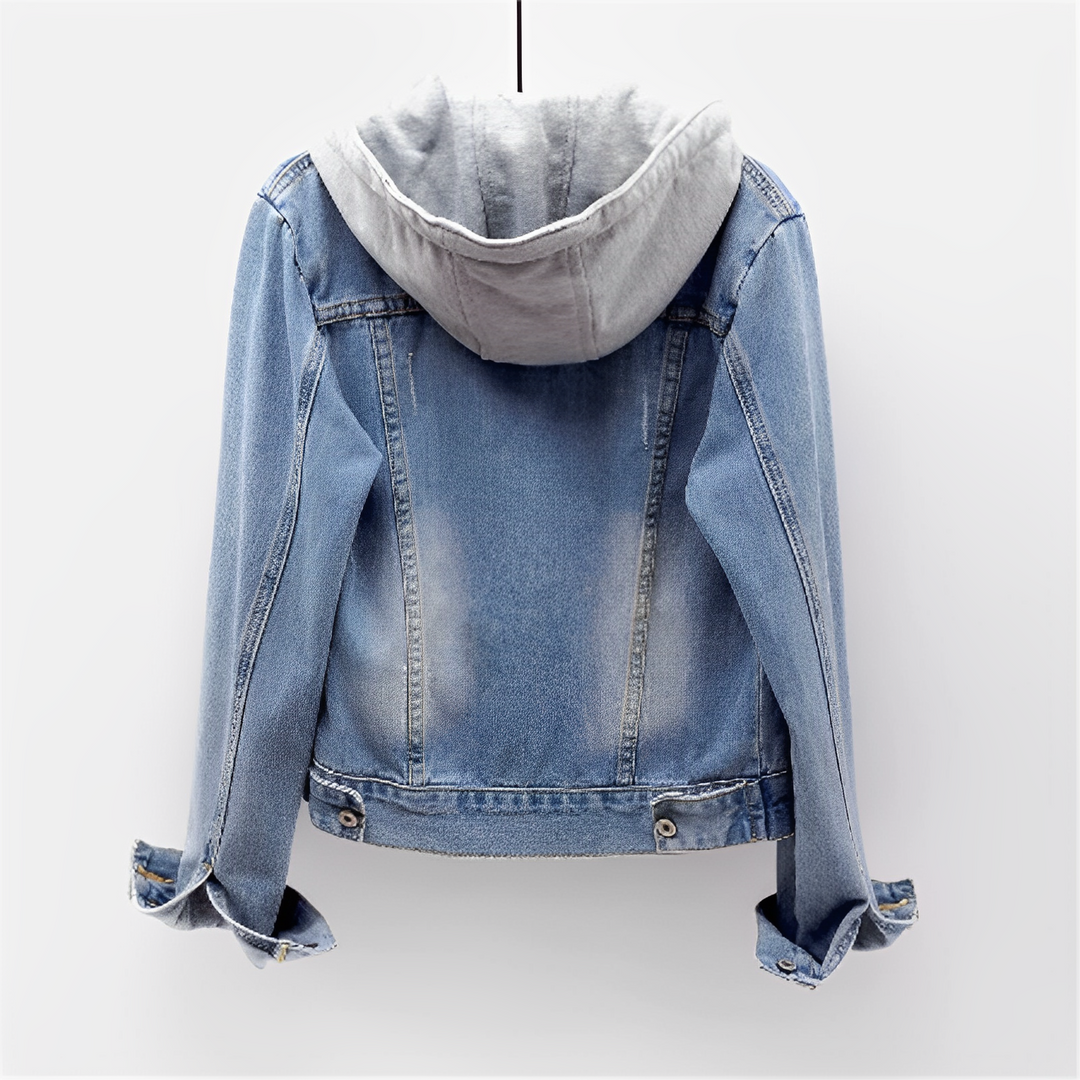 Denimjacka - Denimjacka med Avtagbar Huva i Klassisk Blå färg för Dam-Eva Jonsson