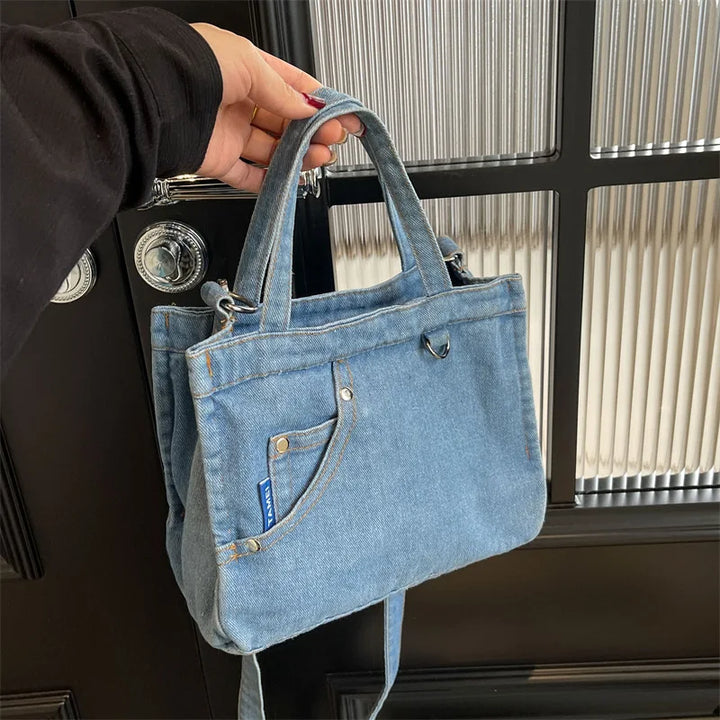 Denimväska | Justerbar rem | Dragkedja | Crossbody-väska | Tote-väska-Eva Jonsson