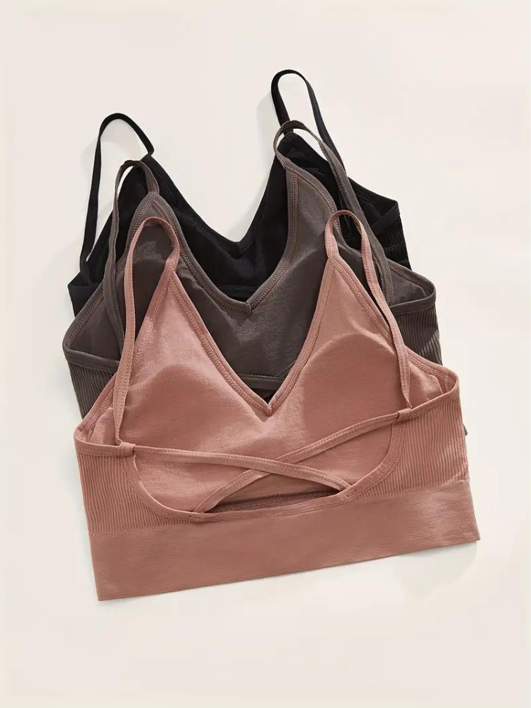 Diantha BH-set | 3st ribbad trådlös bralette-Eva Jonsson