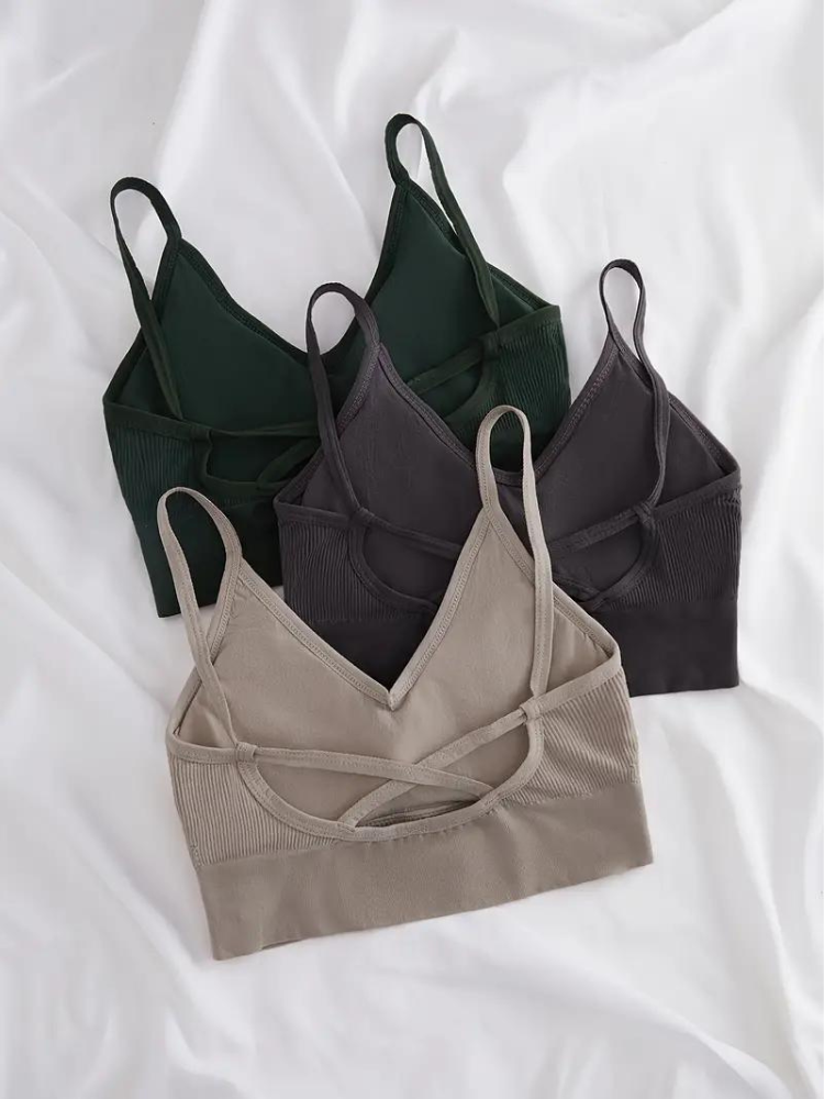 Diantha BH-set | 3st ribbad trådlös bralette-Eva Jonsson