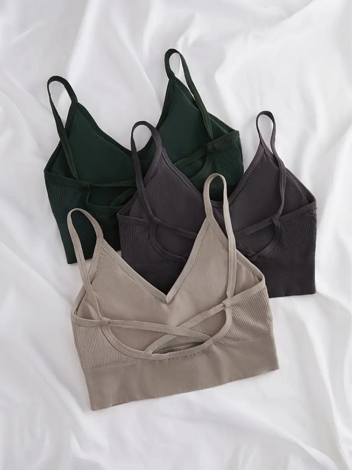 Diantha BH-set | 3st ribbad trådlös bralette-Eva Jonsson