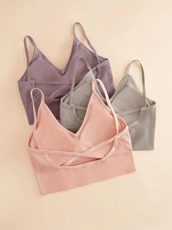 Diantha BH-set | 3st ribbad trådlös bralette-Eva Jonsson