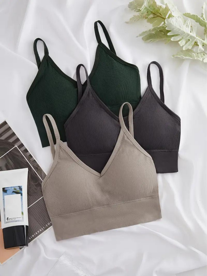 Diantha BH-set | 3st ribbad trådlös bralette-Eva Jonsson