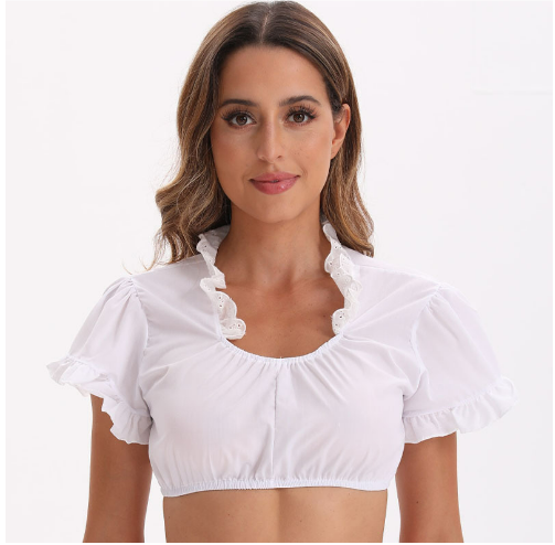 Dirndlblus – spets – kortärmad – dirndl-top – oktoberfestklädsel för kvinnor-Eva Jonsson