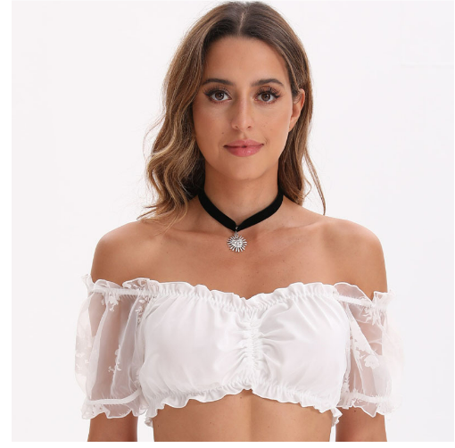 Dirndlblus – spets – kortärmad – dirndl-top – oktoberfestklädsel för kvinnor-Eva Jonsson