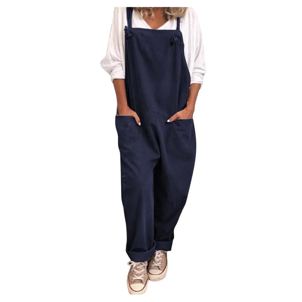 Dungarees - Ärmlös, löst sittande overall i linne för damer-Eva Jonsson
