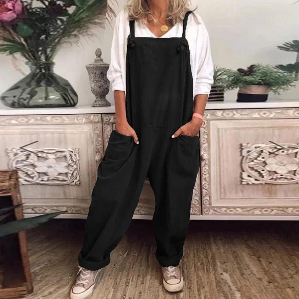 Dungarees - Ärmlös, löst sittande overall i linne för damer-Eva Jonsson