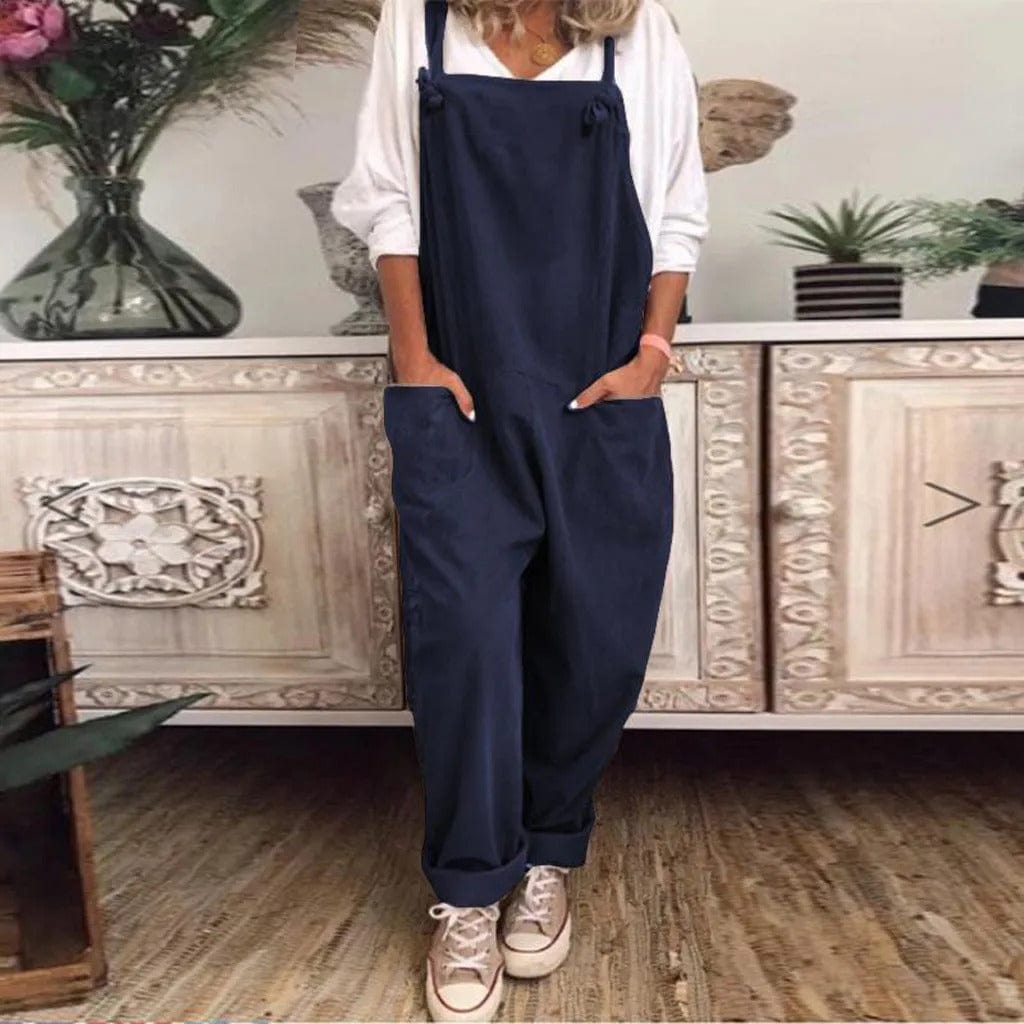 Dungarees - Ärmlös, löst sittande overall i linne för damer-Eva Jonsson