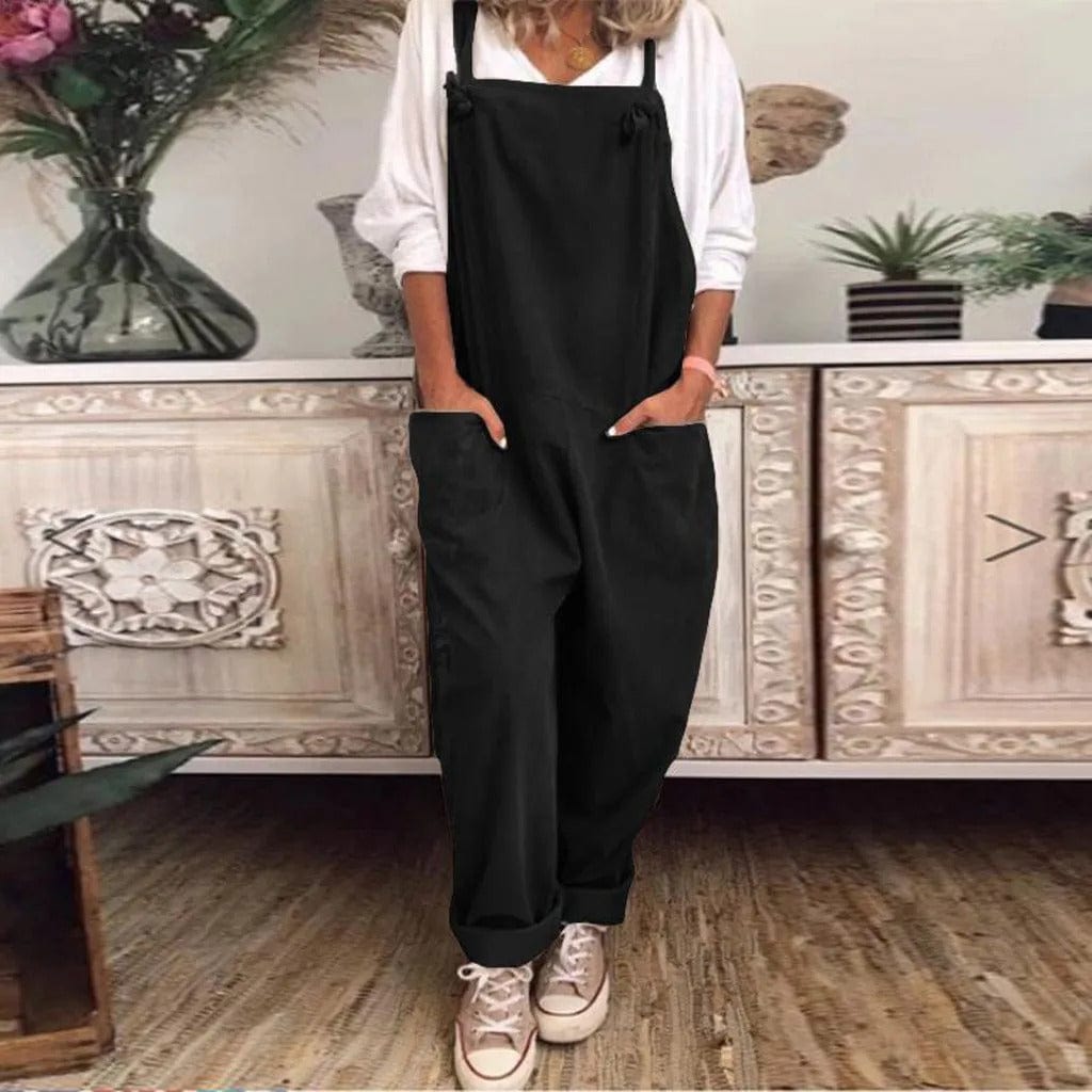 Dungarees - Ärmlös, löst sittande overall i linne för damer-Eva Jonsson