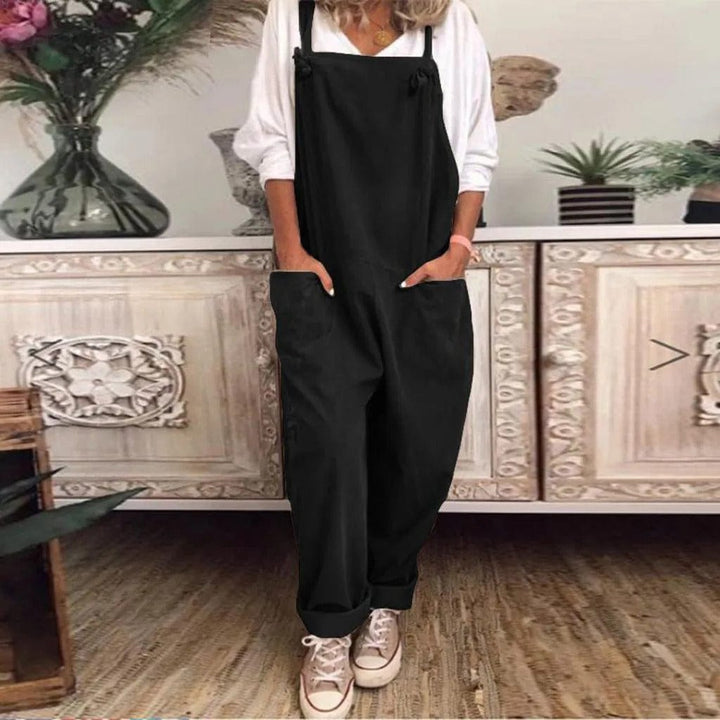 Dungarees - Ärmlös, löst sittande overall i linne för damer-Eva Jonsson