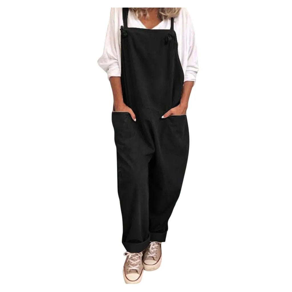 Dungarees - Ärmlös, löst sittande overall i linne för damer-Eva Jonsson