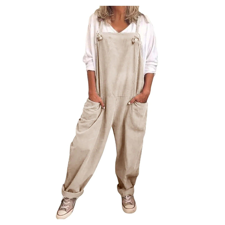 Dungarees - Ärmlös, löst sittande overall i linne för damer-Eva Jonsson