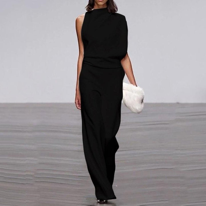Elegant Jumpsuit – dammodell med hög hals, ärmlös och vida ben-Eva Jonsson