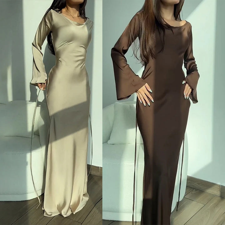 Elegant Maxiklänning i Satin för Fest | Mirla-Eva Jonsson