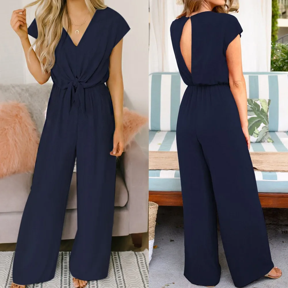 Elegant jumpsuit - Ärmlös - Kortärmad - Jumpsuit med vida ben - Damkläder-Eva Jonsson