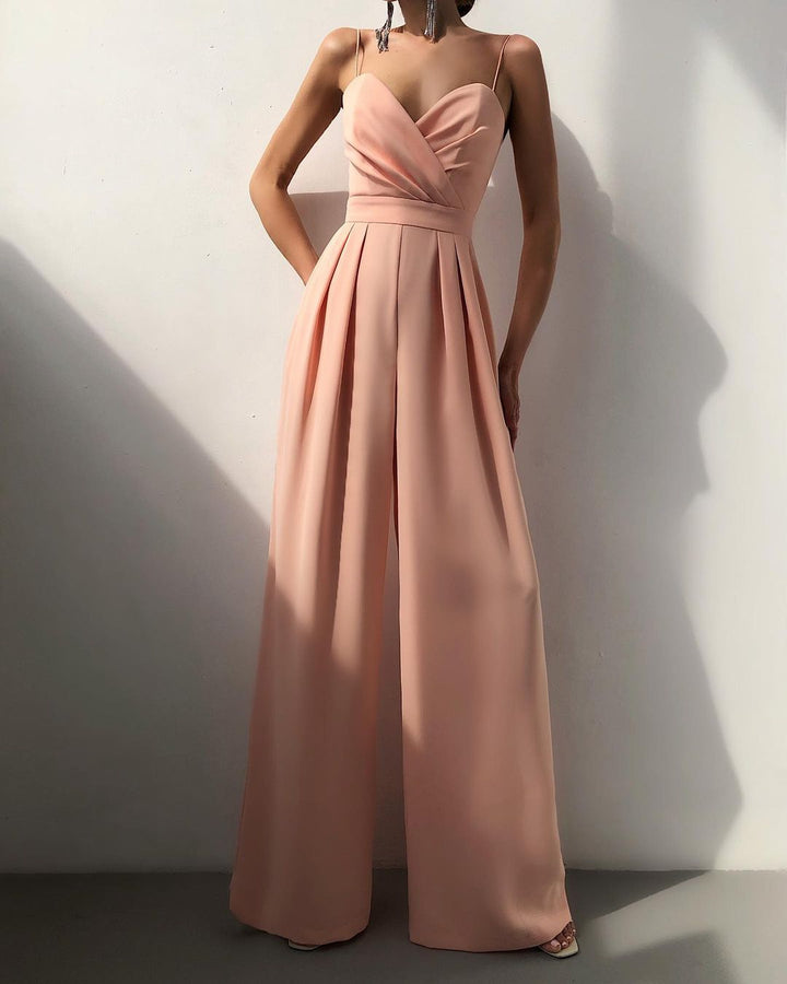 Elegant jumpsuit | Ärmlös | Spaghettistroppar | Jumpsuit med vida ben | Jumpsuit för kvinnor-Eva Jonsson