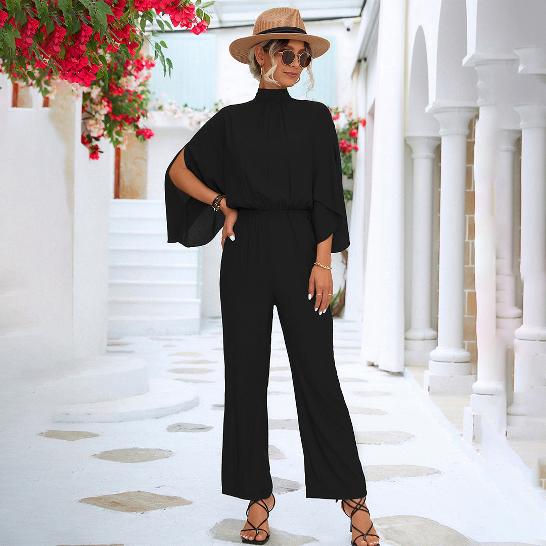 Elegant jumpsuit - Kortärmad - Vida ben - Sommarjumpsuit - Damkläder-Eva Jonsson