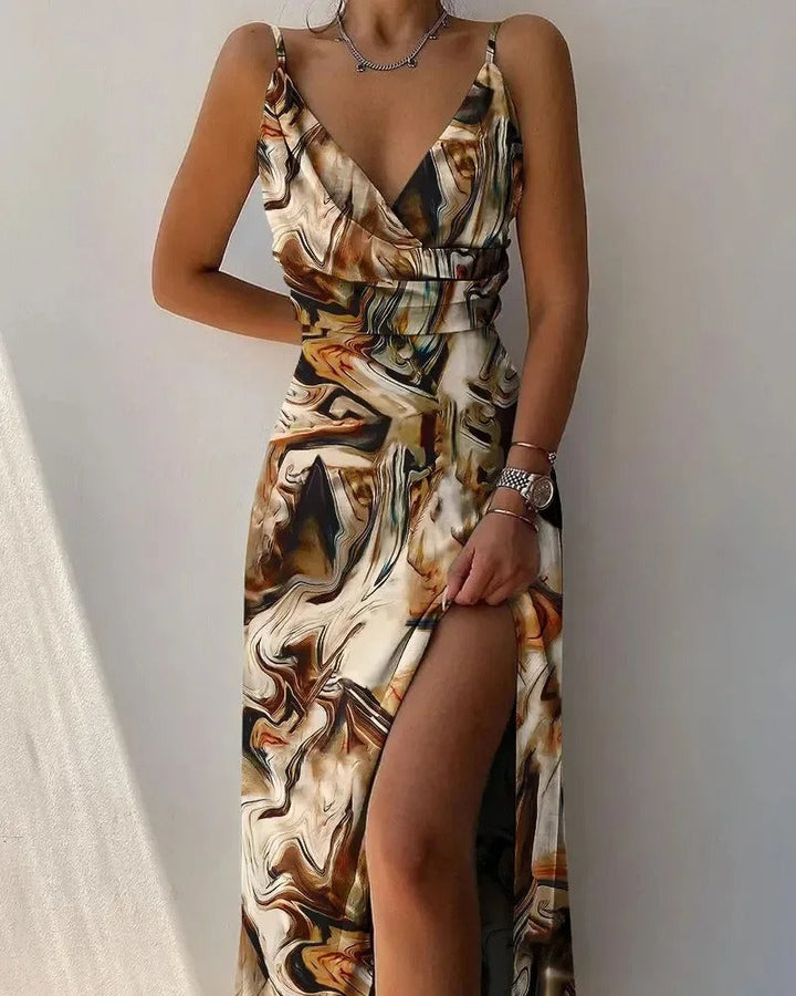 Elegant klänning - Spaghettiband - Slits - Långklänning - Maxiklänning-Eva Jonsson