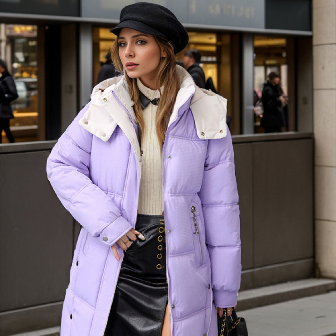 Elegant quiltad vinterparkas för kvinnor med avtagbar huva Eva Jonsson-Eva Jonsson