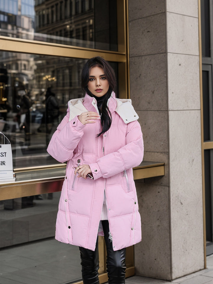 Elegant quiltad vinterparkas för kvinnor med avtagbar huva Eva Jonsson-Eva Jonsson