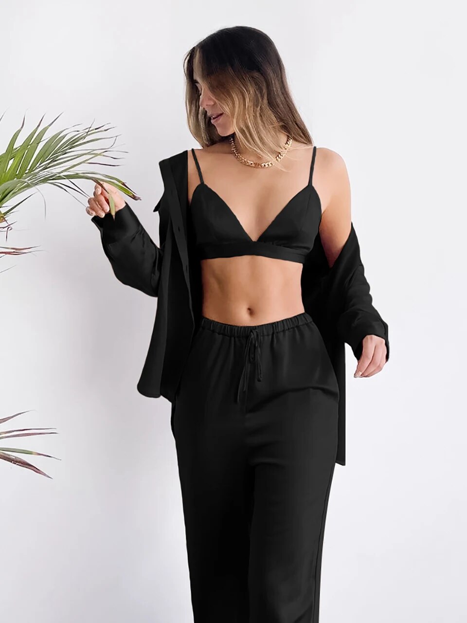 Emerald Pyjamasset | Bekvämt nattlinne i 3 delar för kvinnor-Eva Jonsson