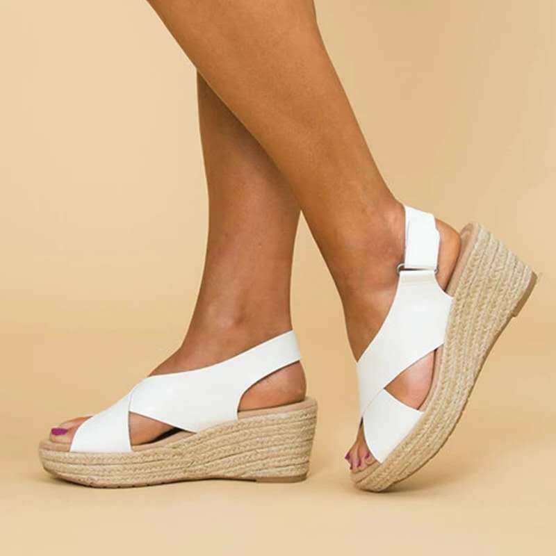 Espadriller med kilklack – ortopediska – justerbar rem – platåsandaler – damsandaler-Eva Jonsson