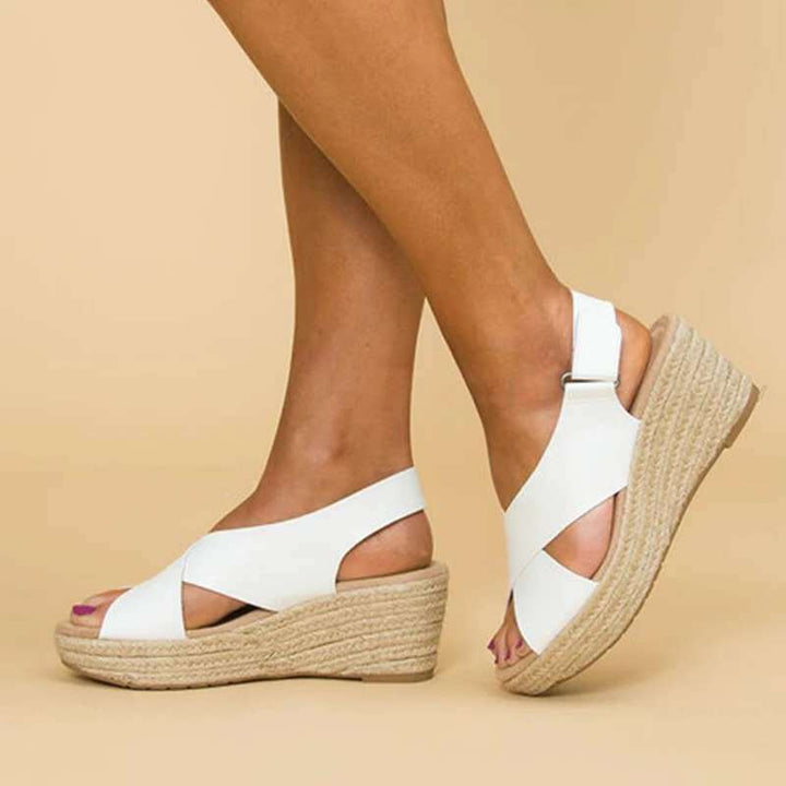 Espadriller med kilklack – ortopediska – justerbar rem – platåsandaler – damsandaler-Eva Jonsson