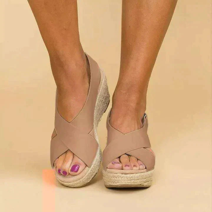 Espadriller med kilklack – ortopediska – justerbar rem – platåsandaler – damsandaler-Eva Jonsson