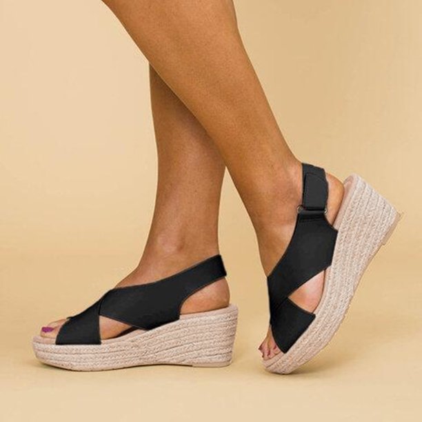 Espadriller med kilklack – ortopediska – justerbar rem – platåsandaler – damsandaler-Eva Jonsson