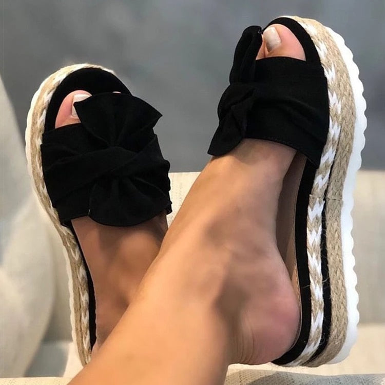 Espadrilles - Slip-On - Fluga - Plattforms tofflor - Sandaler för kvinnor-Eva Jonsson