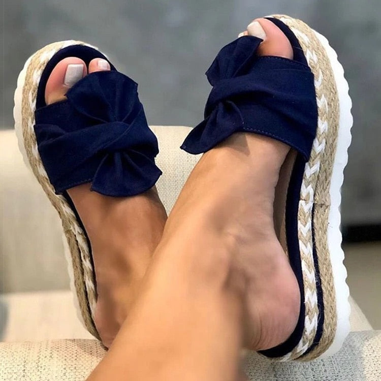 Espadrilles - Slip-On - Fluga - Plattforms tofflor - Sandaler för kvinnor-Eva Jonsson
