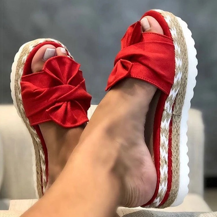 Espadrilles - Slip-On - Fluga - Plattforms tofflor - Sandaler för kvinnor-Eva Jonsson