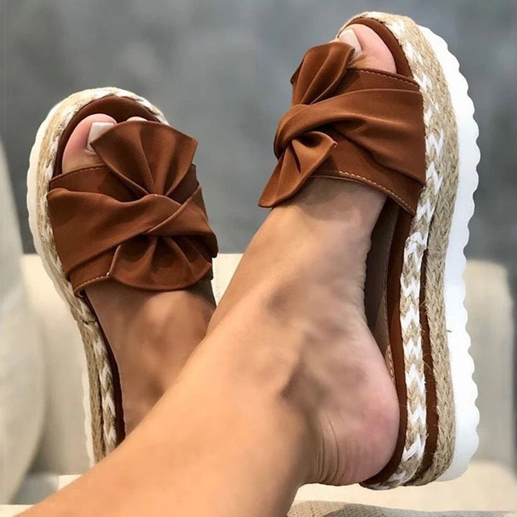 Espadrilles - Slip-On - Fluga - Plattforms tofflor - Sandaler för kvinnor-Eva Jonsson