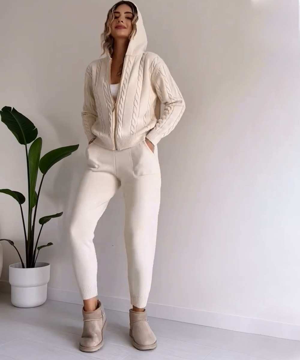 Mirla | 2-delat set med stickad tröja och avslappnad jacquard-tröja-Eva Jonsson