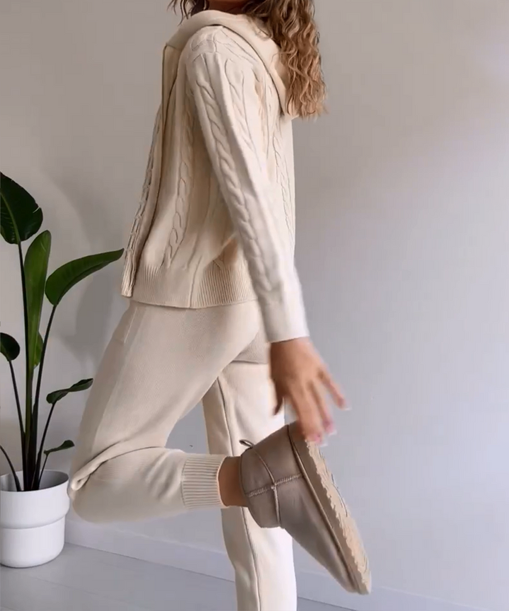 Mirla | 2-delat set med stickad tröja och avslappnad jacquard-tröja-Eva Jonsson