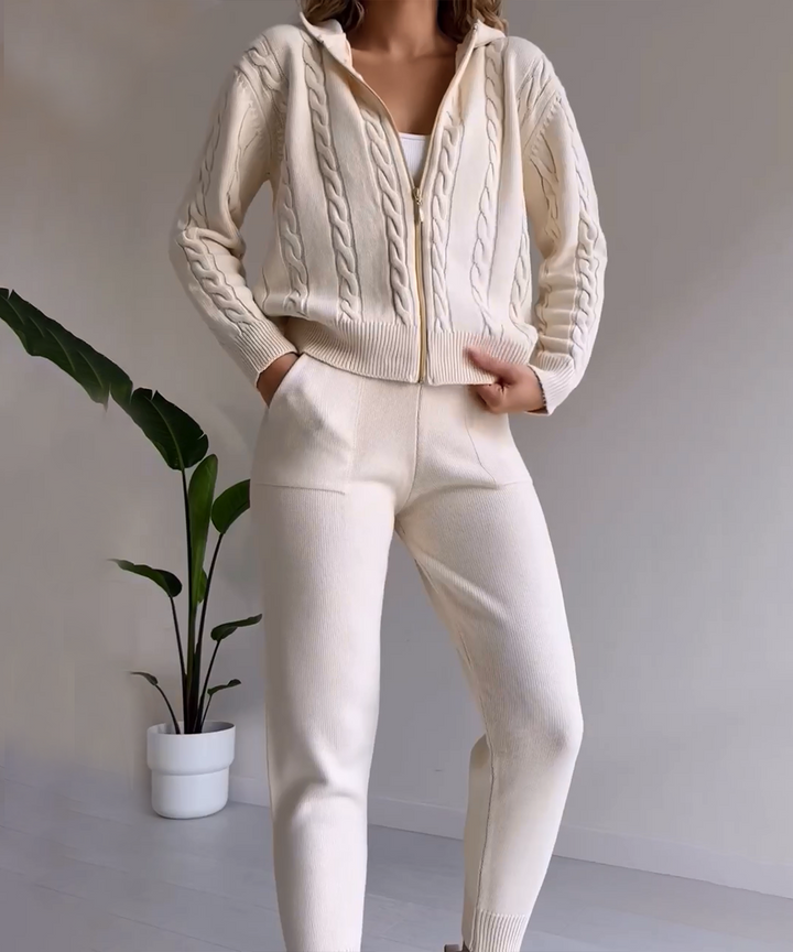 Mirla | 2-delat set med stickad tröja och avslappnad jacquard-tröja-Eva Jonsson