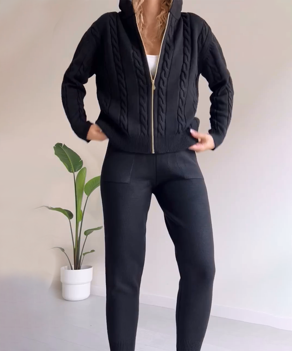 Mirla | 2-delat set med stickad tröja och avslappnad jacquard-tröja-Eva Jonsson