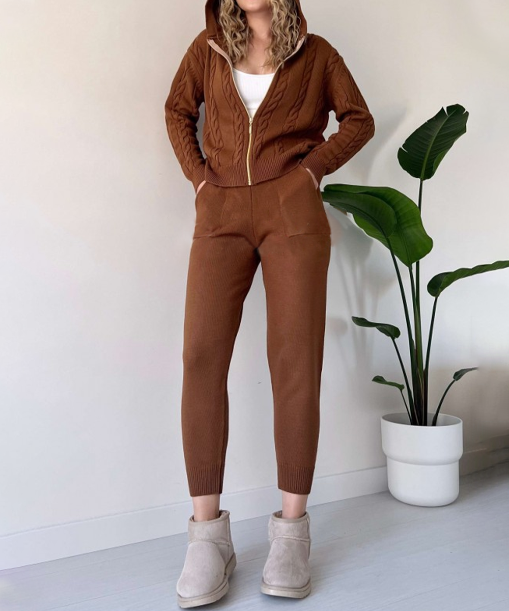 Mirla | 2-delat set med stickad tröja och avslappnad jacquard-tröja-Eva Jonsson