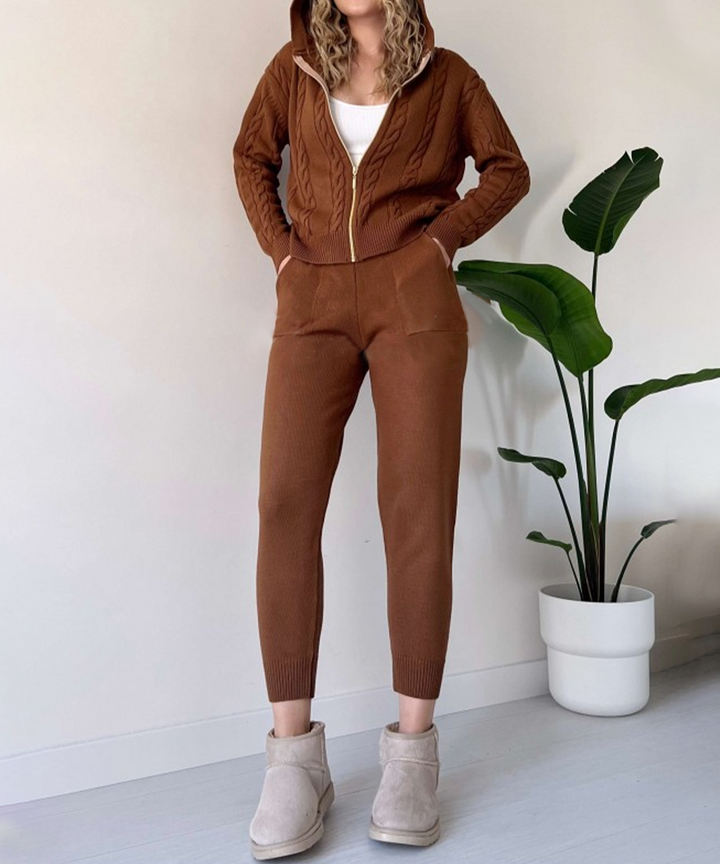 Mirla | 2-delat set med stickad tröja och avslappnad jacquard-tröja-Eva Jonsson
