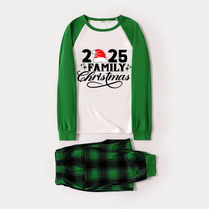 Eva Jonsson | 2025 Familj Jul Bokstäver Tryck Grön Rotator Manschett Topp med Grön & Svart Rutigt Familj Matchande Pyjamas-Eva Jonsson